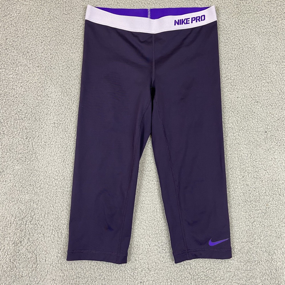 Nike Pro Purple Fitted Cropped Active Training Tights 458659-506 Women's‎ M